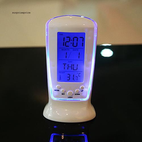 Đồng hồ báo thức điện tử có đèn led Phát Nhạc hiển thị lịch và nhiệt độ  tiện dụng Tặng Kèm 3 Pin 3A