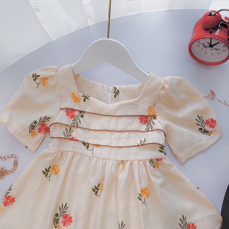 Váy Cho Bé Size Đại 8-40kg Mykids Váy Trẻ Em Thiết Kế Siêu Xinh Váy hoa xếp ly ngực vải đũi cho bé 0 1 2 3 4 5 6 7 8tuổi