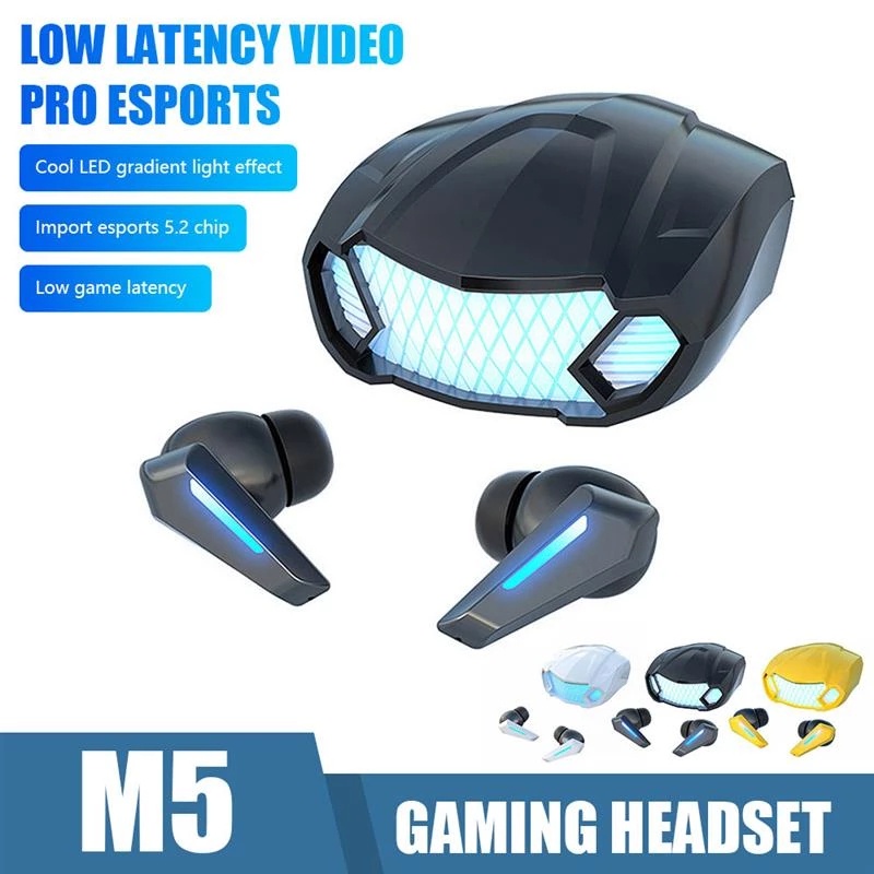 Tai Nghe Gaming Bluetooth M5 Độ Trễ Thấp - Bluetooth v5.2 - Kháng Nước - Bass Căng - Chính Hãng HD Design