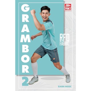 Quần áo bóng đá không logo riki grambor 2 màu xanh ngọc có in ấn tên số