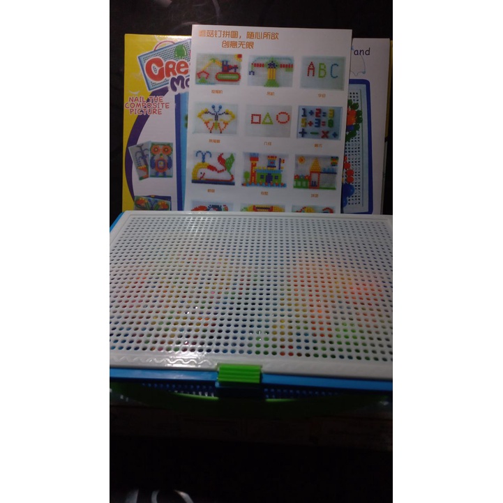 03028 Đồ Chơi Lắp Ghép Giáo Dục, Bộ Xếp Hình Nút Nấm Nhiều Màu Sắc, Bảng Gắn Hạt Size 28cm