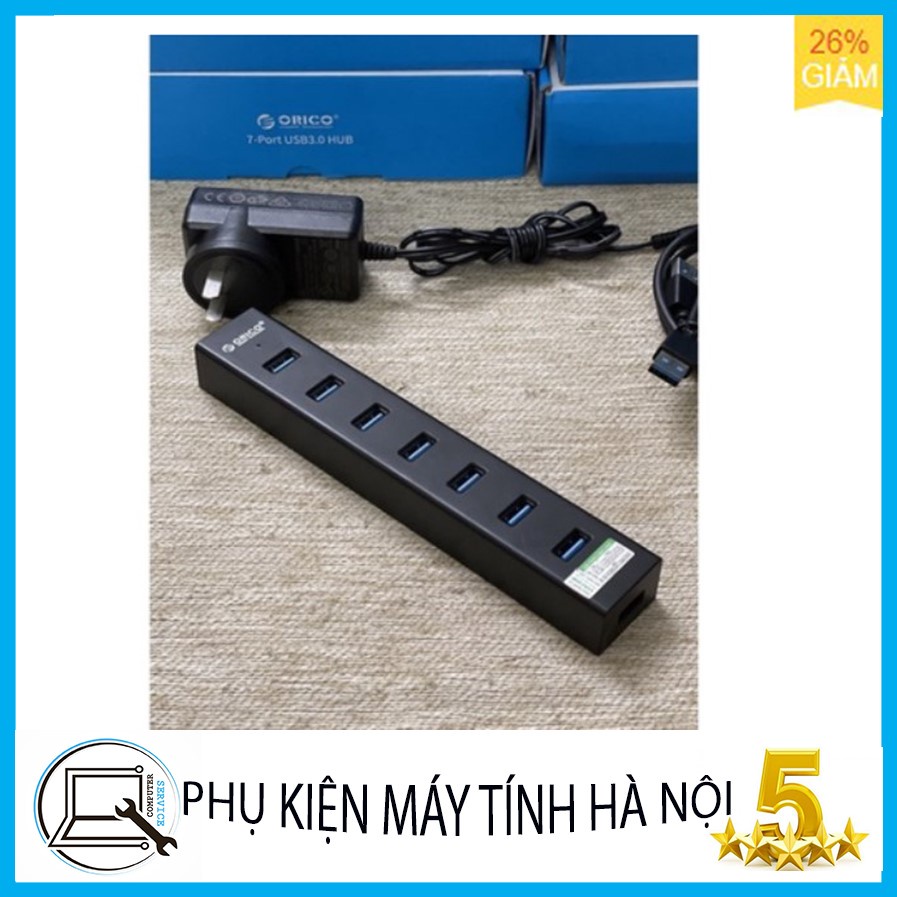 Bộ chia 7 cổng usb 3.0 chính hãng orico loại có nguồn phụ
