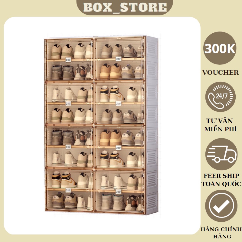 Hộp đựng giày Antbox , Tủ đựng giày đa năng - Kệ đựng đồ gấp gọn cao cấp nhựa ABS , Cửa hít nam châm