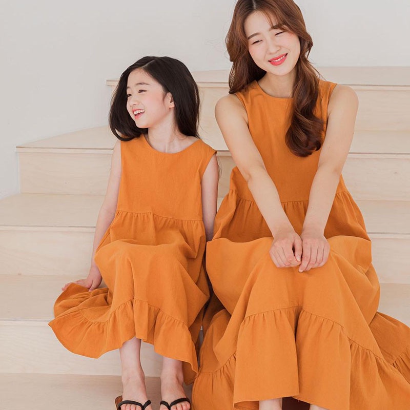 Váy đôi mẹ và bé gái maxi đi biển mùa hè - Sự đồng điệu tuyệt vời giữa mẹ và con gái