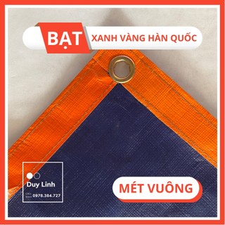 Bạt Xanh Vàng Hàn Quốc - Che Nắng Che Mưa Đa Dụng Đã Được May Viền Và Đóng Khuy (Khối lượng 170gr/m2)