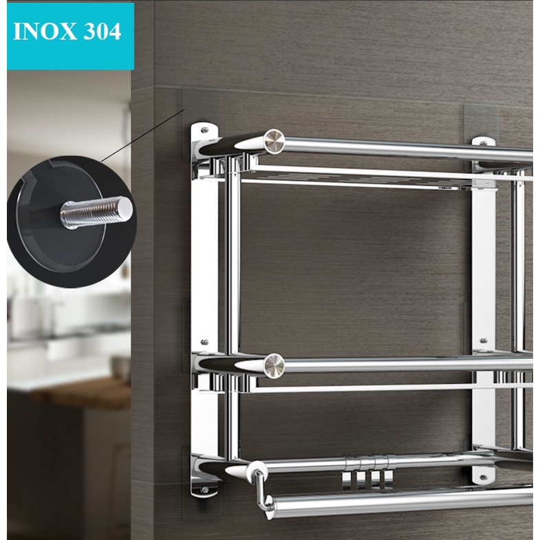 Kệ Nhà Tắm INOX SUS304 lắp đặt dính tường treo khăn phòng tắm không cần khoan - OENON