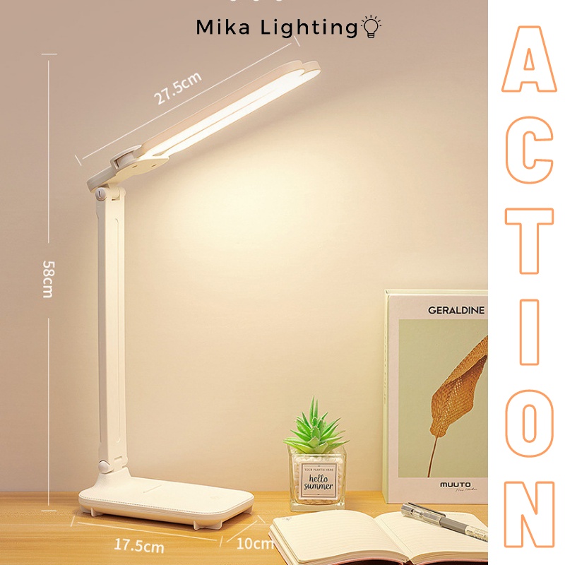 Đèn bàn học bảo vệ mắt LED tích hợp Pin 4000mAH 2 dải ánh sáng tách rộng thông minh kèm 3 cấp độ ánh sáng