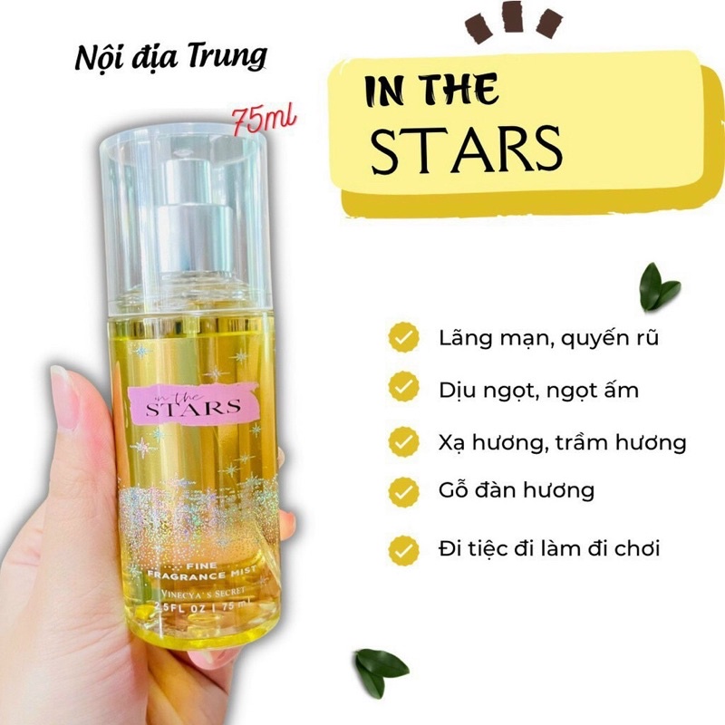 B8 Nước Hoa Nữ Xịt Thơm Body Mist 75ml Nội Địa Trung Vinecya’s Siêu Thơm, Hương Nhẹ Nhàng, Tươi Mát, Cuốn Hút Kiêu Sa