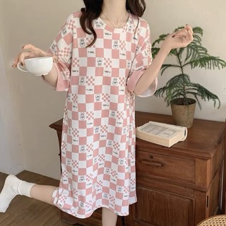 Váy Ngủ Cổ Tròn Cotton Hoạ Tiết Dễ Thương, Đáng Yêu