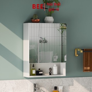 Kệ đựng mỹ phẩm treo tường kèm gương, Gương treo tường kết hợp kệ - GP257