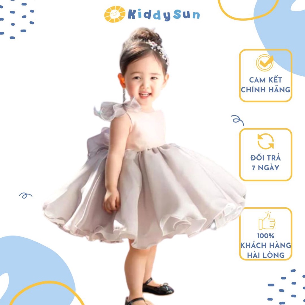 Váy xòe xám công chúa đi tiệc, đi ăn cưới cho bé gái Kiddy Sun V51