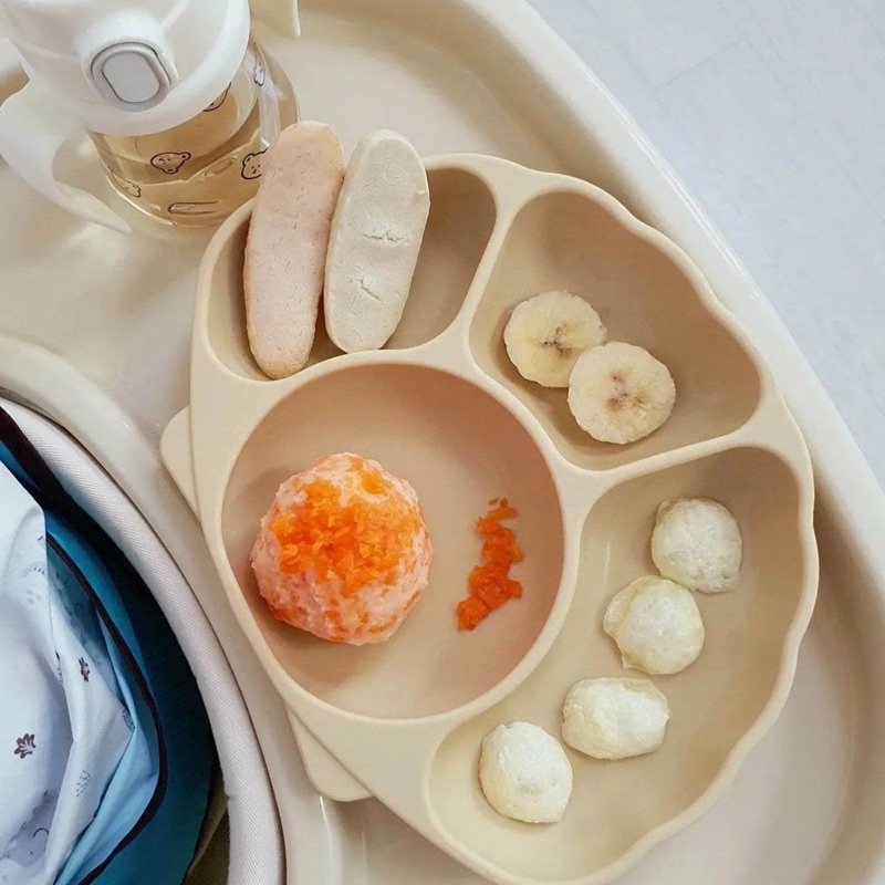 Khay Ăn Dặm Chống Lật Đổ Hình Con Sò TGM Silicone Seashell Suction Plate Có Chia Ngăn Giúp Con Ăn Ngon Hơn