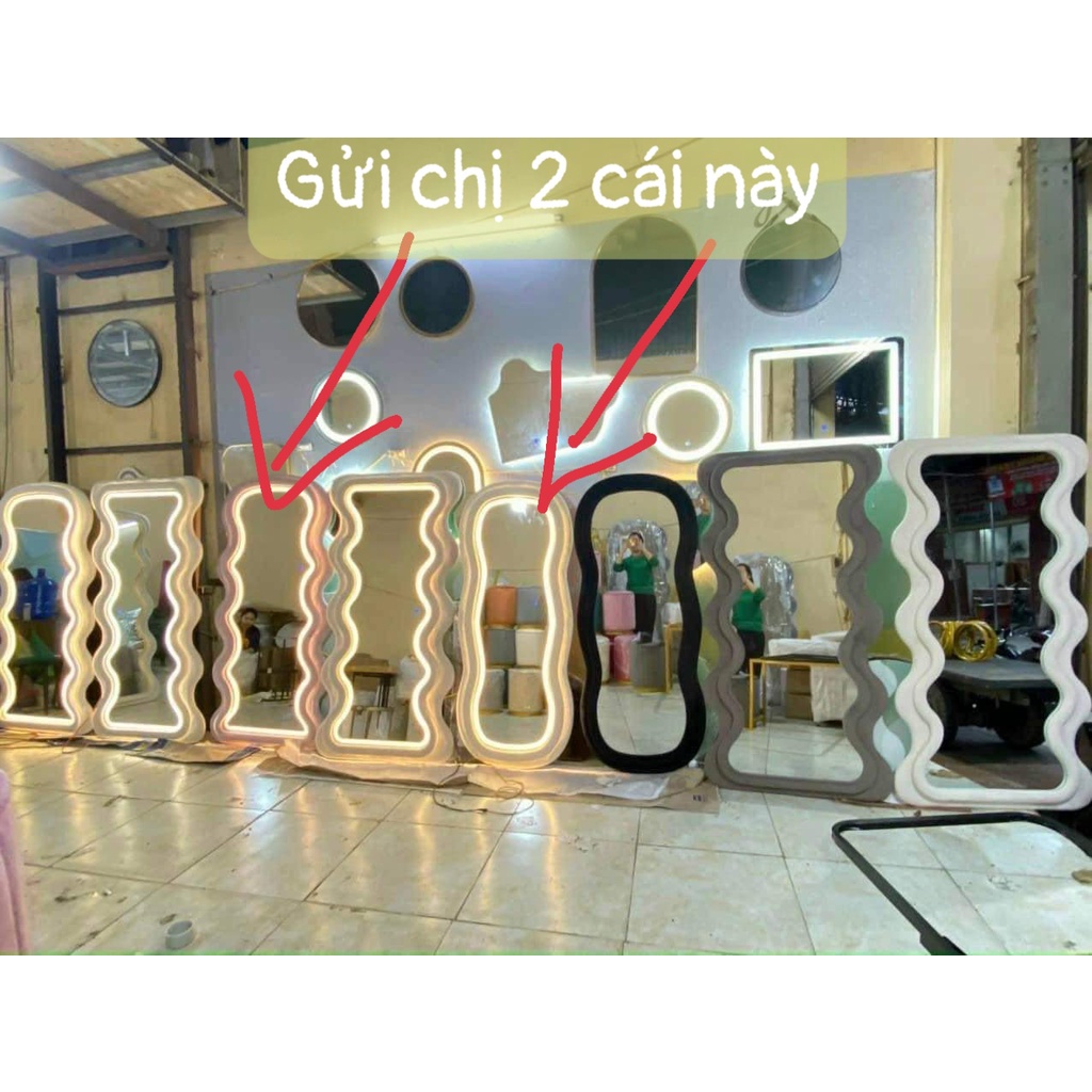 Freeship TP HCM. GƯƠNG BỌC NỈ LED 3 MÀU LƯỢN SÓNG 2 LỚP toàn thân 180x80 ⚡️SIÊU HOT⚡️ nịnh dáng