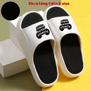 Dép nam nữ quai ngang bánh mì độn đế ullzang họa tiết mặt gấu nam nữ chất liệu eva, hình chuột cao cấp DN07