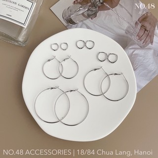 Khuyên tai bạc s925 khuyên tai tròn thép không gỉ chân đeo bạc s925