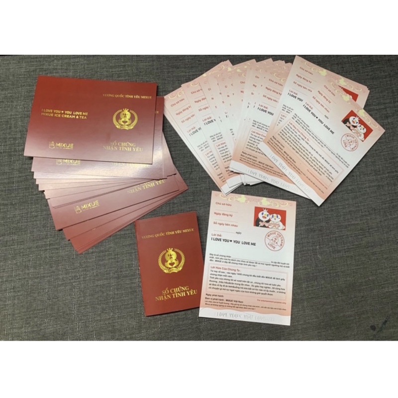Sổ chứng nhận tình yêu và tình bạn