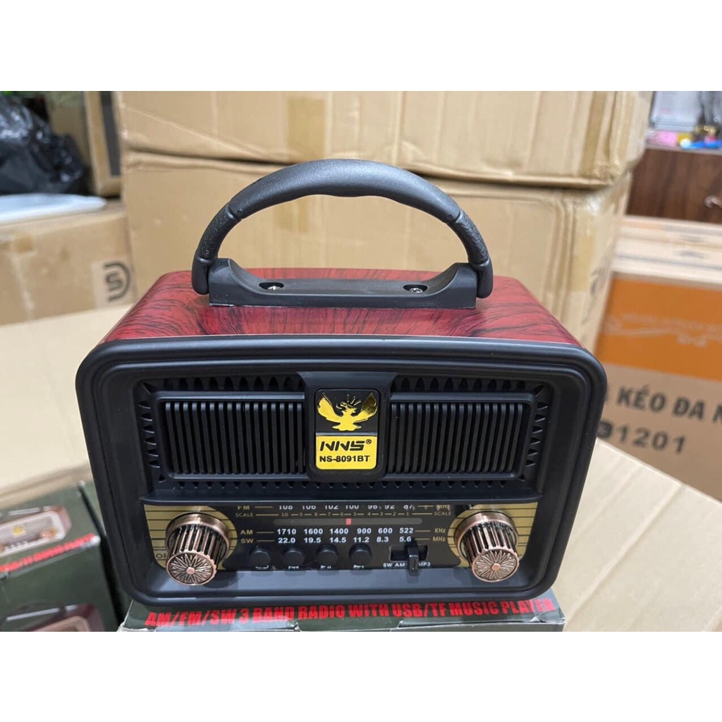 Đài Radio NNS-8091BT-8109 BT Có Bluetooth FM-AM/FM/SW Hình Thức Siêu Phẩm Cổ Điển Sang Trọng, Loa To, Tích Hợp Pin Sạc