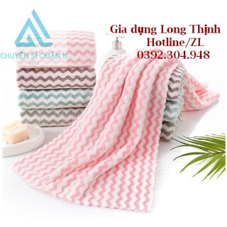 Khăn mặt lông mịn xuất hàn sọc kẻ siêu mềm mại 30x50cm