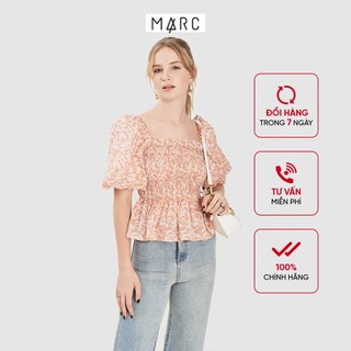 Áo nữ MARC FASHION rút nhún hoa linen tay phồng FAMH048921