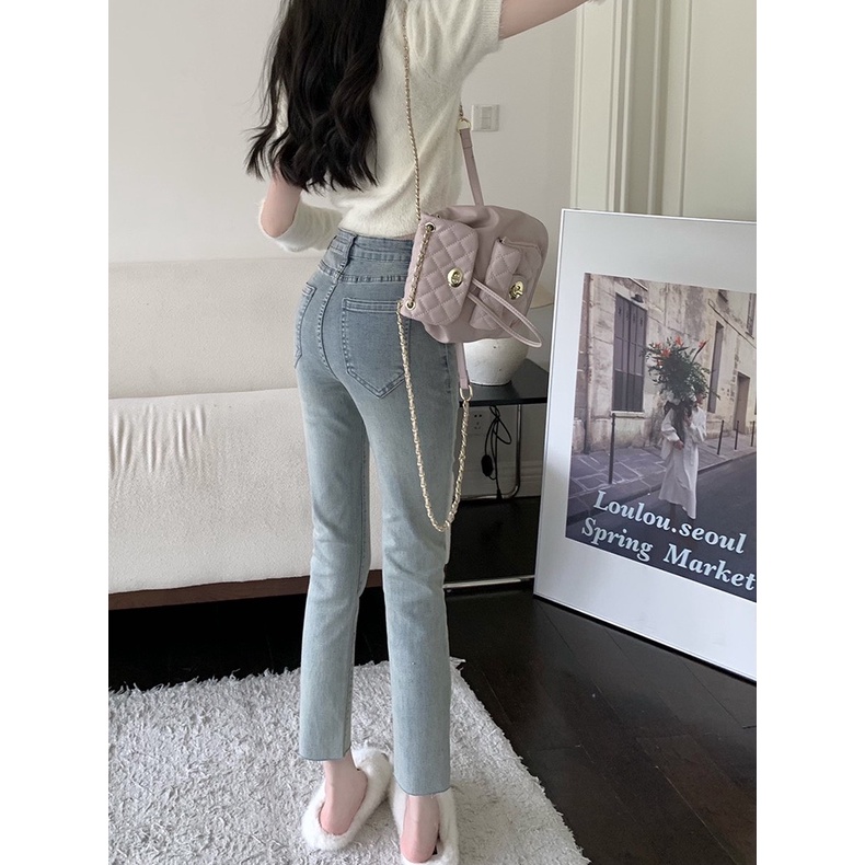 Quần jean nữ màu cũ kiểu dáng basic ko rách siêu sang