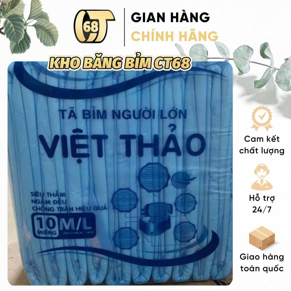 Tã bỉm người lớn ⚡ DATE MỚI ⚡ Tã bỉm người lớn Việt Thảo FREESIZE gói 10 miếng - thấm hút tốt, kháng khuẩn chống hăm
