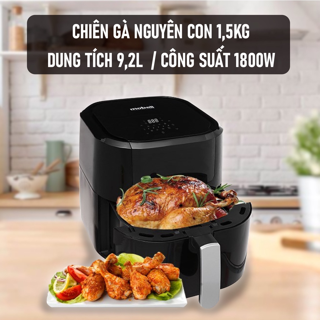 Nồi Chiên Không Dầu mobell YJ-711AD-OL Công Suất 1800W Dung Tích 8.8L Điều Khiển Cảm Ứng Kính Trong Suốt