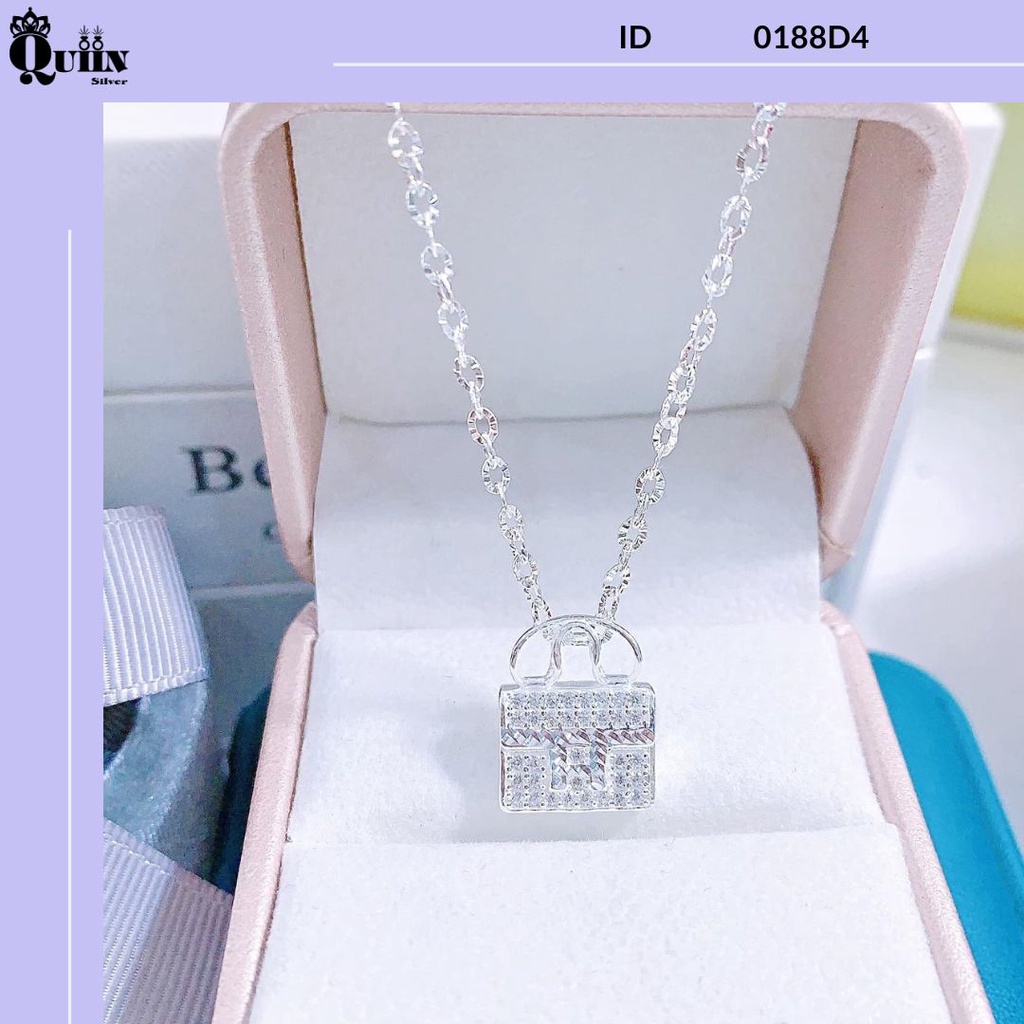 Dây chuyền/Vòng cổ bạc ta, bạc S925 Quiin - Mặt hình túi xách dành cho nữ 0188D