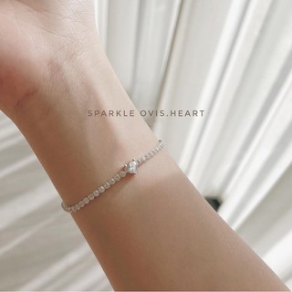 Lắc tay bạc dải đá trái tim Silvergo Silver