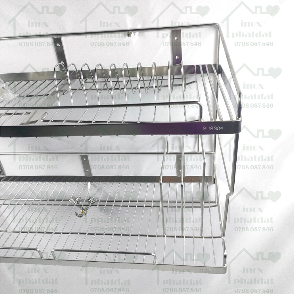 Mua Kệ chén 2 tầng treo tường đa năng Inox 304 PHÁT ĐẠT (Dài 70cm/80cm ...