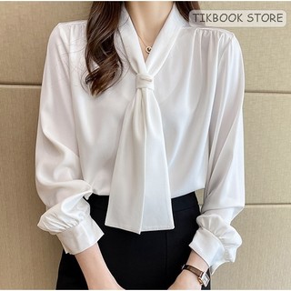 Áo sơ mi cổ nơ Hàn Quốc, Sơ Mi Công Sở- Tikbook Store