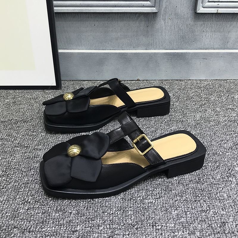 SANDAL MŨI VUÔNG ĐÍNH HOA LỤA NỮ TÍNH KÈM ẢNH THẬT