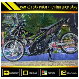 Tem rời satria fi chế mẫu zin phối xám xanh dán xe đen