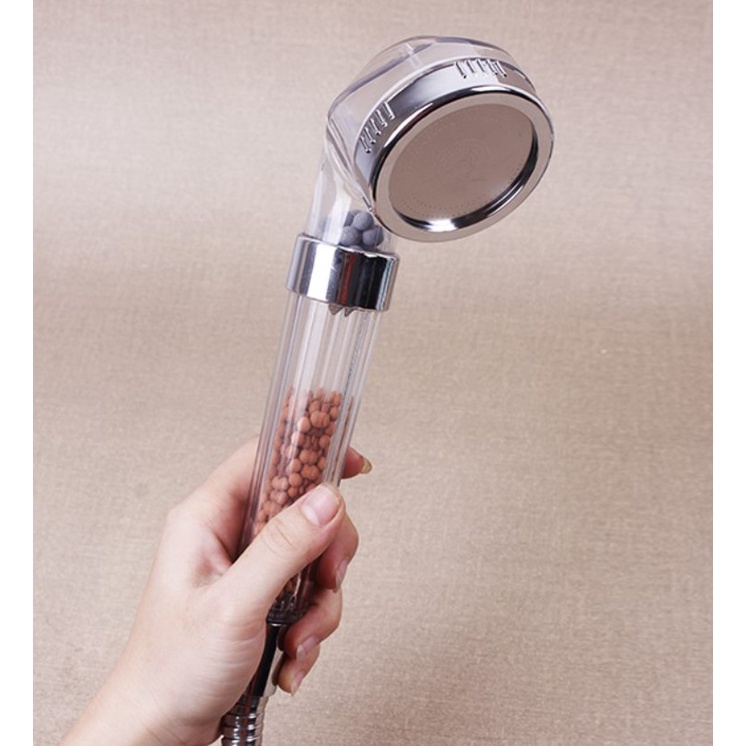 Vòi sen tăng áp loại to 7.7cm có hạt lọc nano - Kèm dây