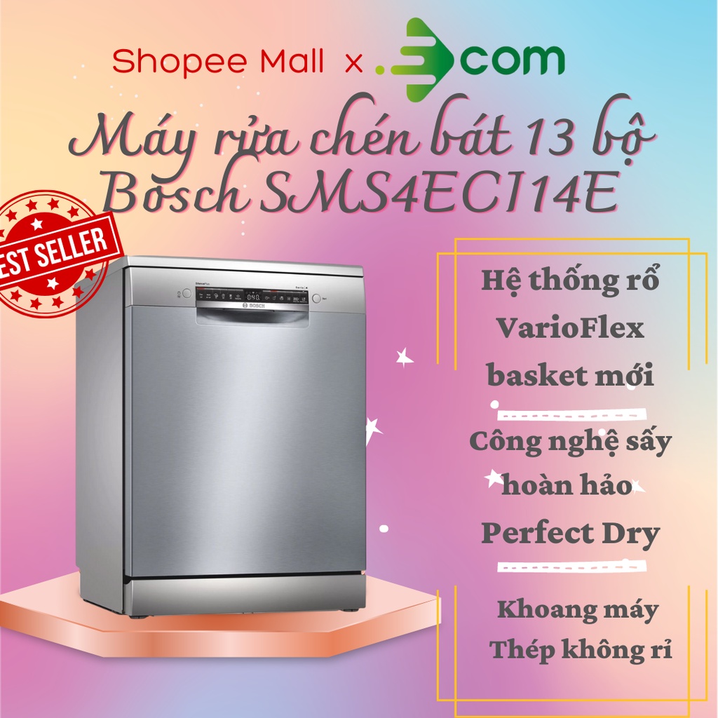 Máy rửa chén Bosch seri 4 SMS4ECI14E xuất xứ Đức, tự động hé cửa