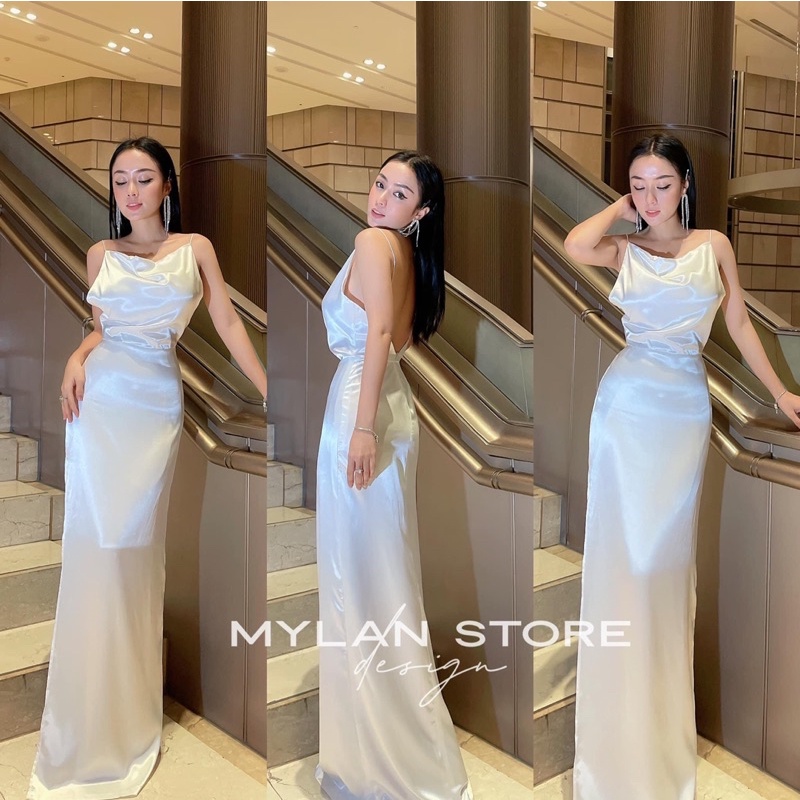 ĐẦM THIẾT KẾ MYLAN STORE DỰ TIỆC HAI DÂY DÁNG DÀI ĐỦ MÀU CHẤT PHI LỤA NHẬP CAO CẤP