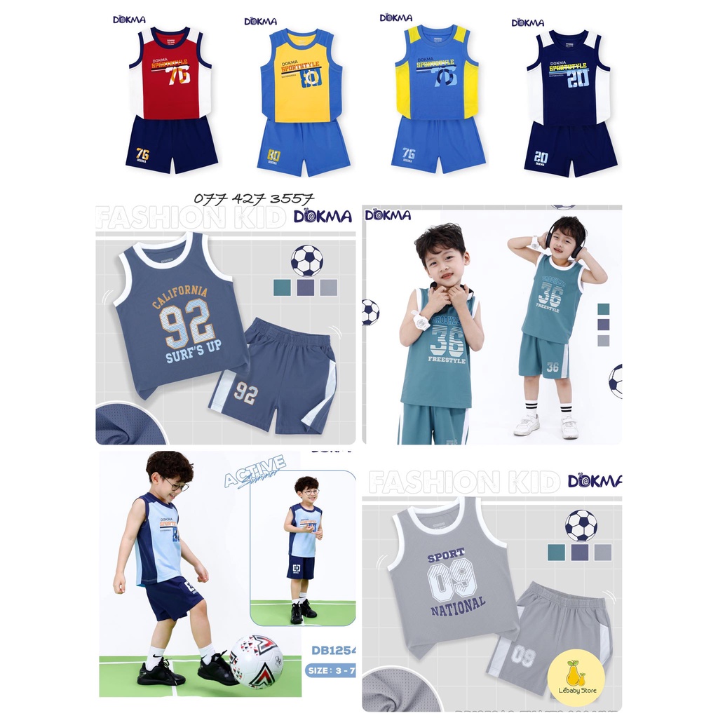 (3-7y) Bộ ba lỗ thể thao năng động cho bé - DOKMA