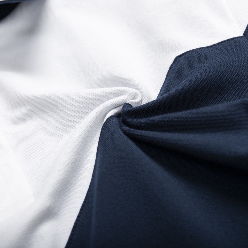 PO910-1 Áo Polo Nam DOCAS Vải Cotton CMC May Phối Thân Xanh Đen Vai Trắng Phom Regular Fit