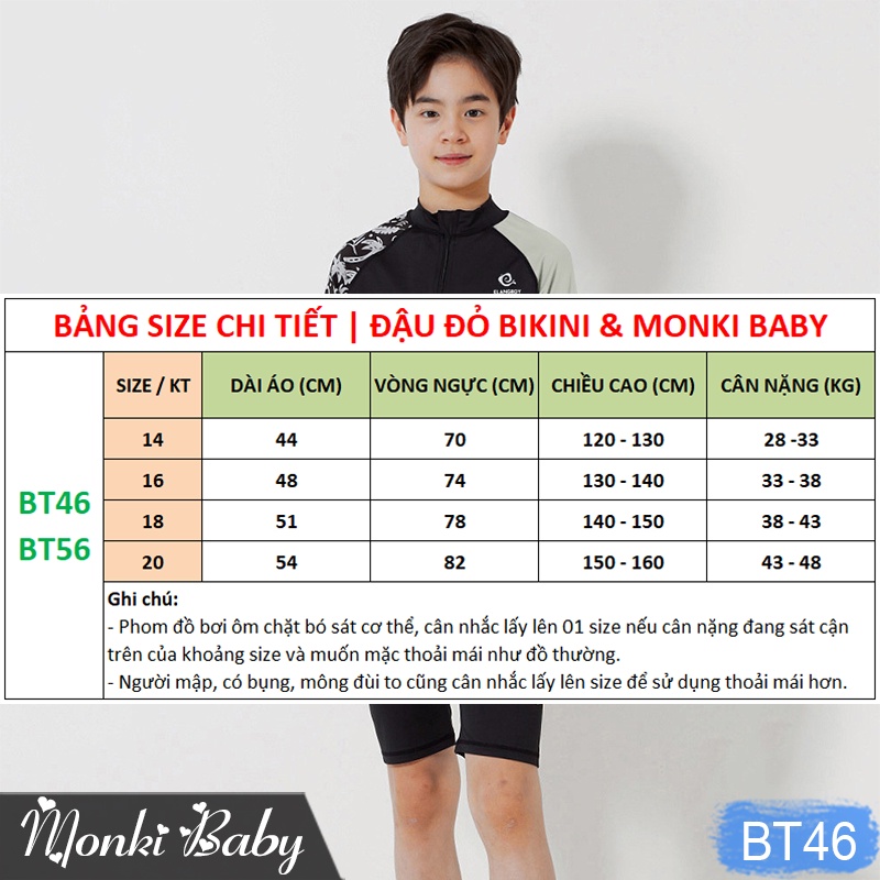 Bộ bơi cho bé trai size lớn, mẫu dài tay chống nắng, áo có khóa kéo tiện dụng, chất đẹp dầy dặn, tặng kèm mũ bơi | BT46