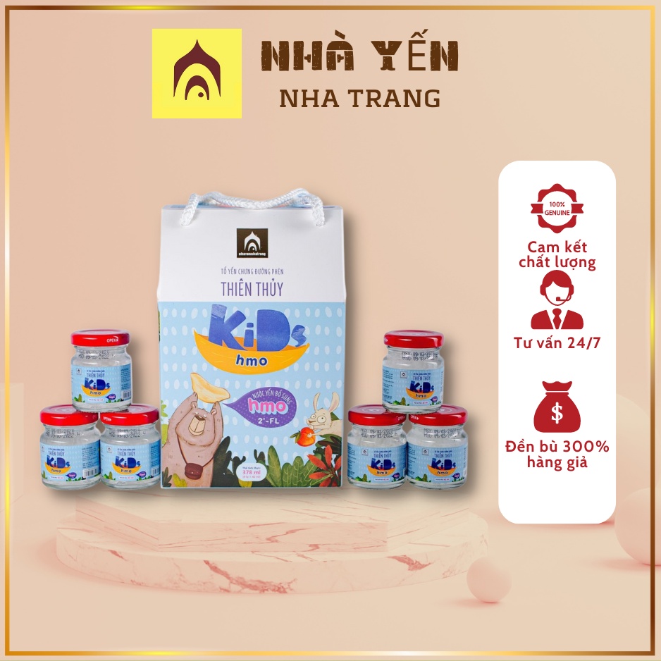 Nước yến Thiên Thủy Kids HMO cho bé tiêu hóa tốt tăng cường hệ miễn dịch hộp 9 lọ