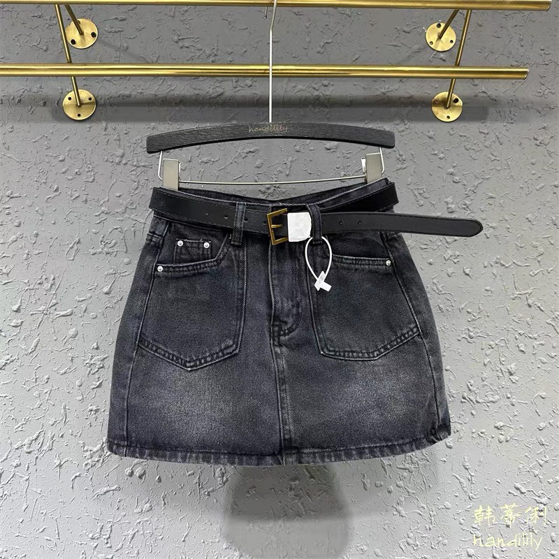 chân váy jean ngắn - Chân váy jeans ngắn 2 túi kèm đai hàng QCL1 | BigBuy360 - bigbuy360.vn