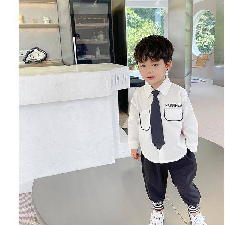 * * O s mi c a c u b * Áo Sơ mi Trắng Cotton Nguyên Chất Tay Dài Phong Cách Đường Phố Hàn Quốc Thời Trang Mùa Thu 2021 Cho Bé Trai