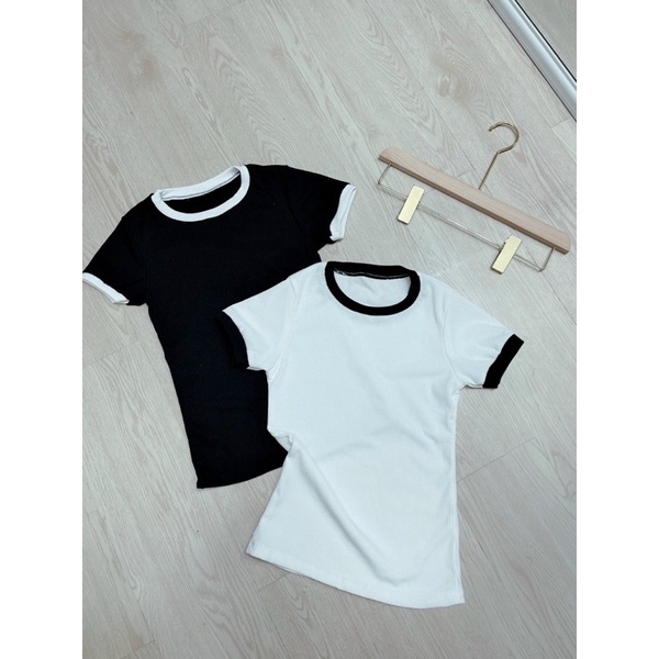 Set Bộ Áo Croptop Viền Cổ Tròn + Quần Ống Xuông DÂY THỪNG Lai Viền CÓ TÁCH LẺ MÓN