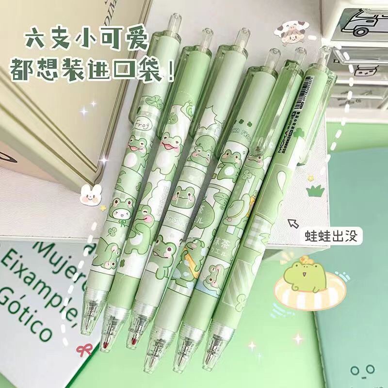 Bút bi bấm hình ếch, bò sữa, dâu