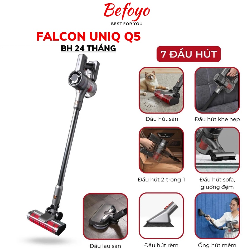Máy Hút Bụi Cầm Tay Không Dây UNIQ Falcon Q5 Cao Cấp 29000Pa Gia Đình Mini Pin Sạc Cho Giường Đệm So