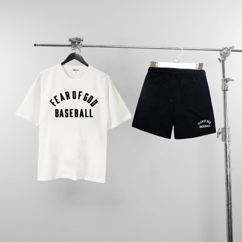 Bộ thun đùi nam nữ fear of god baseball unisex mặc hè