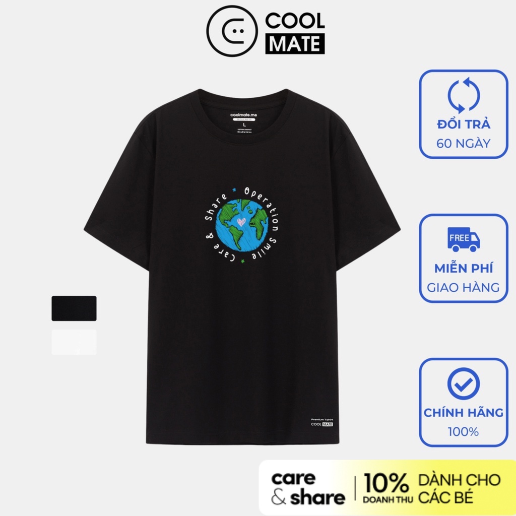 Smile Store - Áo thun nam Care & Share cotton compact in Trái đất- thương hiệu Coolmate