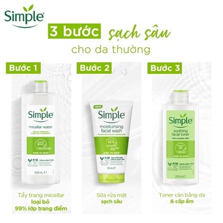 Nước tẩy trang Simple Micellar water 400ml