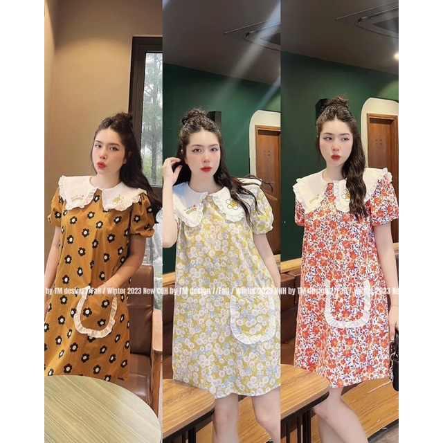 👒👒FREESHIP🔥VÁY HOA CỔ BÈO SIÊU ĐẸP.ẢNH THẬT CHỤP SÀN