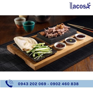 Bộ khay đá nướng thịt kèm chén đĩa, đá núi lửa kiểu Hàn Quốc