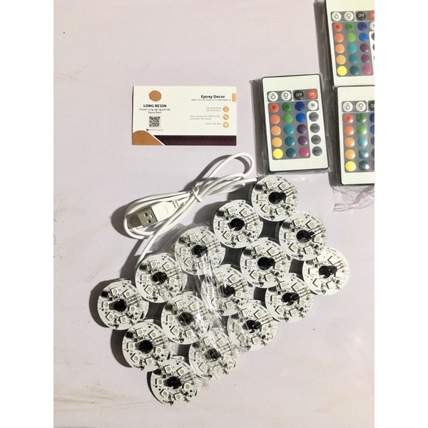 Bộ Mạch Đèn LED Full Màu + Cáp sạc USB + Remode điều khiển không dây từ xa